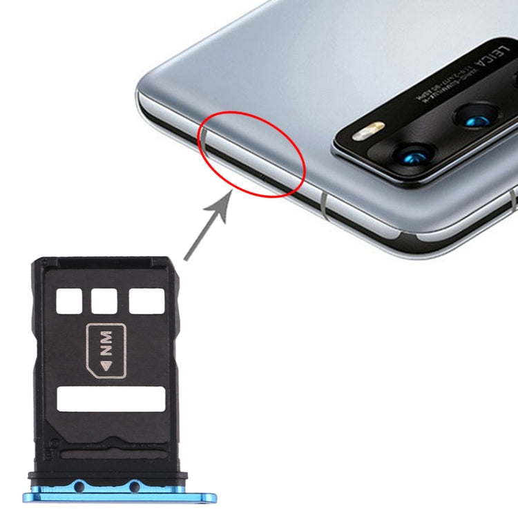 SIM Card Tray + NM Card Tray for Huawei P40 (Blue) - Card Socket by PMc TechLife | Online Shopping South Africa | PMc TechLife | Buy Now Pay Later Mobicred