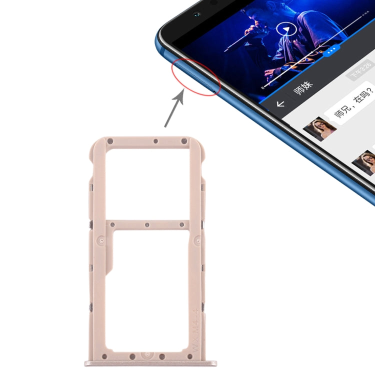 SIM Card Tray + SIM Card Tray / Micro SD Card Tray for Huawei Honor Play 7X (Gold) - Card Socket by PMc TechLife | Online Shopping South Africa | PMc TechLife | Buy Now Pay Later Mobicred