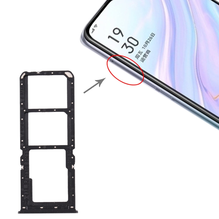 For OPPO A11 SIM Card Tray + SIM Card Tray + Micro SD Card Tray (Black) - Card Socket by PMc TechLife | Online Shopping South Africa | PMc TechLife | Buy Now Pay Later Mobicred