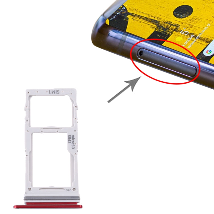 For Samsung Galaxy Note 10 Lite SM-N770 SIM Card Tray + SIM Card Tray / Micro SD Card Tray (Red) - free shipping - PMc TechLife - Order now!