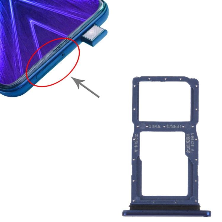 SIM Card Tray + SIM Card Tray / Micro SD Card Tray for Honor 9X (Blue) - Card Socket by PMc TechLife | Online Shopping South Africa | PMc TechLife | Buy Now Pay Later Mobicred