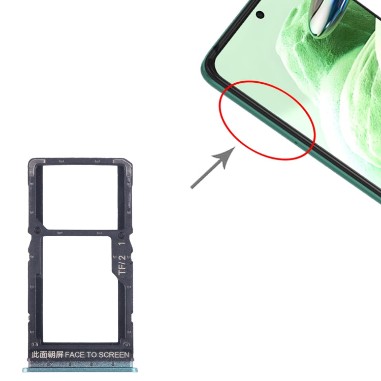 For Xiaomi Redmi Note 12 5G SIM Card Tray + SIM / Micro SD Card Tray (Green) - Card Tray by PMC Jewellery | Online Shopping South Africa | PMC Jewellery