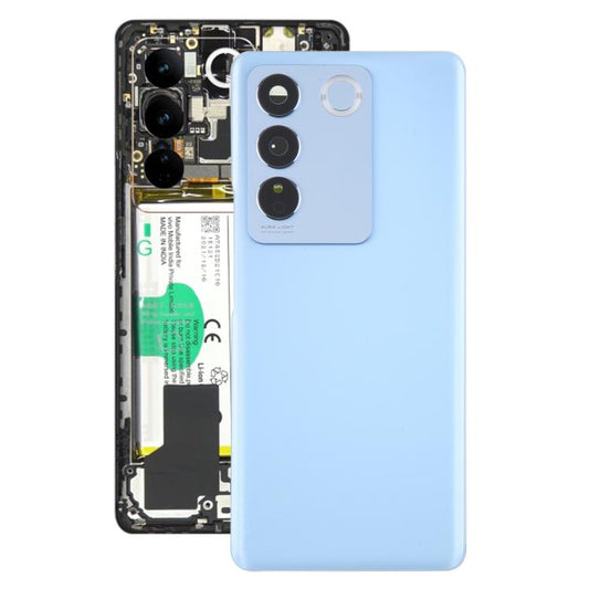 For vivo V27 / V27 Pro Battery Back Cover with Camera Lens Cover(Blue) - Back Cover by PMC Jewellery | Online Shopping South Africa | PMC Jewellery | Buy Now Pay Later Mobicred