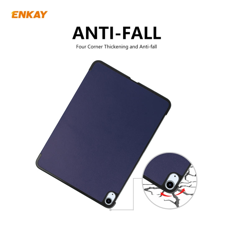 For iPad Air 11 2024 / Pro 11 2018 / Air 10.9 2022 ENKAY 3-folding Plastic Leather Smart Tablet Case(Dark Blue) - iPad Air (2022) / (2020) 10.9 Cases by ENKAY | Online Shopping South Africa | PMC Jewellery | Buy Now Pay Later Mobicred