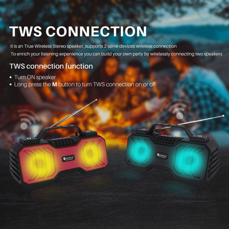 NewRixing NR-2029FMD TWS LED Flashlight Bluetooth Speaker, Support TF Card / FM / 3.5mm AUX / U Disk / Hands-free Calling(Red) - Desktop Speaker by NewRixing | Online Shopping South Africa | PMC Jewellery | Buy Now Pay Later Mobicred