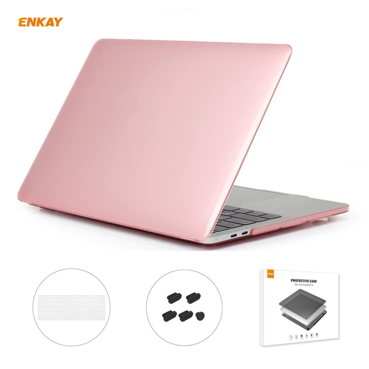 ENKAY 3 in 1 Crystal Laptop Protective Case + US Version TPU Keyboard Film + Anti-dust Plugs Set for MacBook Pro 13.3 inch A1708 (without Touch Bar)(Pink) - MacBook Pro Cases by ENKAY | Online Shopping South Africa | PMC Jewellery | Buy Now Pay Later Mobicred