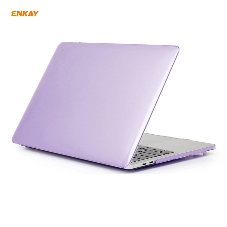 ENKAY 3 in 1 Crystal Laptop Protective Case + EU Version TPU Keyboard Film + Anti-dust Plugs Set for MacBook Pro 13.3 inch A1706 / A1989 / A2159 (with Touch Bar)(Purple) - free shipping - PMC Jewellery - Order now!