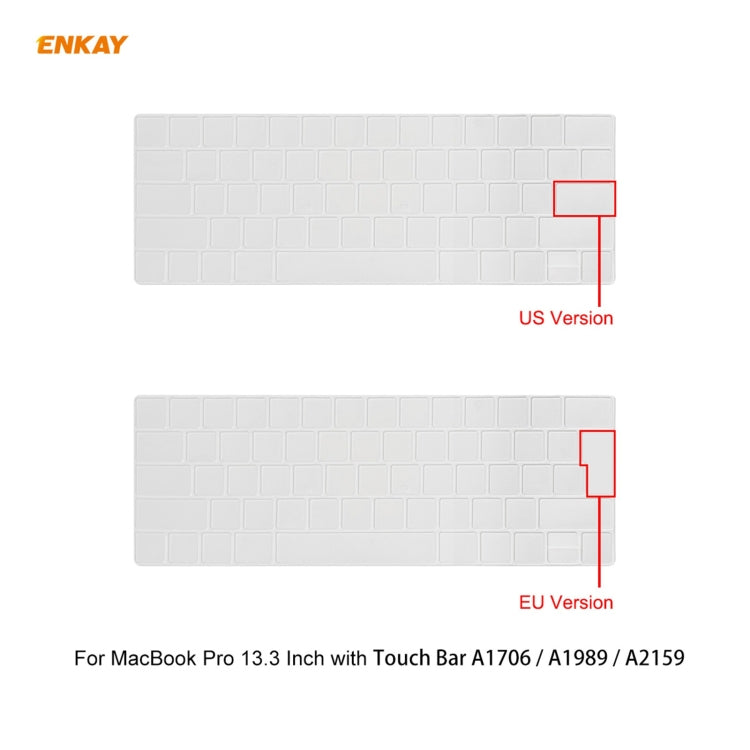 ENKAY 3 in 1 Crystal Laptop Protective Case + EU Version TPU Keyboard Film + Anti-dust Plugs Set for MacBook Pro 13.3 inch A1706 / A1989 / A2159 (with Touch Bar)(Purple) - free shipping - PMC Jewellery - Order now!