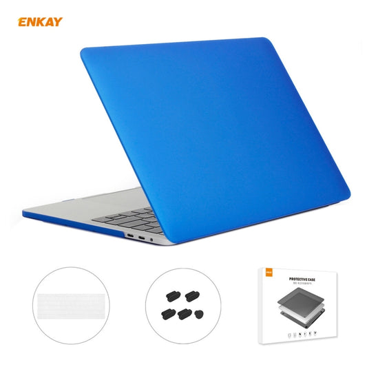 ENKAY 3 in 1 Matte Laptop Protective Case + EU Version TPU Keyboard Film + Anti-dust Plugs Set for MacBook Pro 15.4 inch A1707 & A1990 (with Touch Bar)(Dark Blue) - MacBook Pro Cases by ENKAY | Online Shopping South Africa | PMC Jewellery | Buy Now Pay Later Mobicred