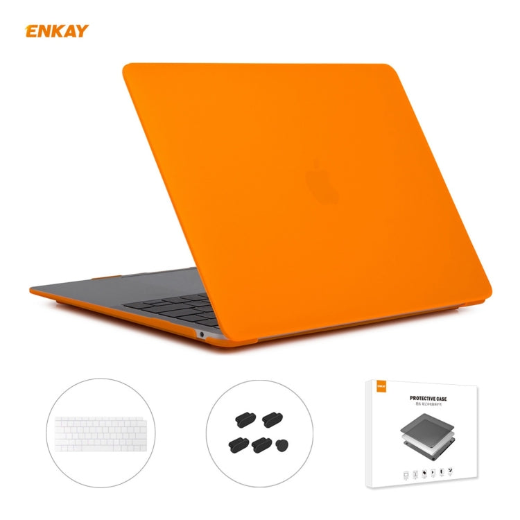 ENKAY 3 in 1 Matte Laptop Protective Case + US Version TPU Keyboard Film + Anti-dust Plugs Set for MacBook Air 13.3 inch A1932 (2018)(Orange) - MacBook Air Cases by ENKAY | Online Shopping South Africa | PMC Jewellery | Buy Now Pay Later Mobicred