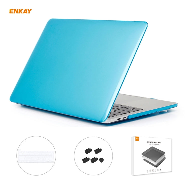 ENKAY 3 in 1 Crystal Laptop Protective Case + EU Version TPU Keyboard Film + Anti-dust Plugs Set for MacBook Pro 13.3 inch A2251 & A2289 & A2338 (with Touch Bar)(Light Blue) - MacBook Pro Cases by ENKAY | Online Shopping South Africa | PMC Jewellery | Buy Now Pay Later Mobicred