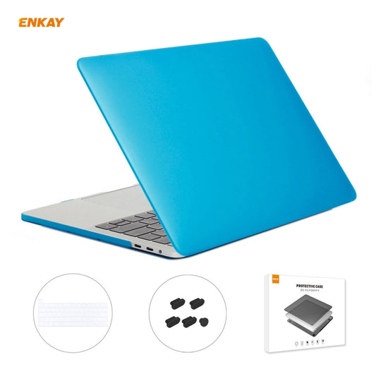 ENKAY 3 in 1 Matte Laptop Protective Case + EU Version TPU Keyboard Film + Anti-dust Plugs Set for MacBook Pro 16 inch A2141 (with Touch Bar)(Light Blue) - MacBook Pro Cases by ENKAY | Online Shopping South Africa | PMC Jewellery | Buy Now Pay Later Mobicred