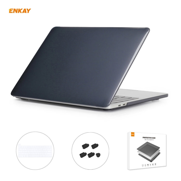 ENKAY 3 in 1 Crystal Laptop Protective Case + US Version TPU Keyboard Film + Anti-dust Plugs Set for MacBook Pro 16 inch A2141 (with Touch Bar)(Black) - MacBook Pro Cases by ENKAY | Online Shopping South Africa | PMC Jewellery | Buy Now Pay Later Mobicred