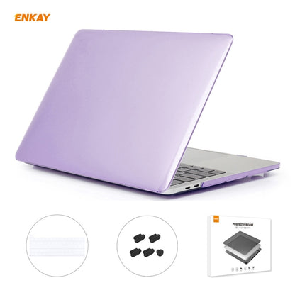 ENKAY 3 in 1 Crystal Laptop Protective Case + US Version TPU Keyboard Film + Anti-dust Plugs Set for MacBook Pro 16 inch A2141 (with Touch Bar)(Purple) - MacBook Pro Cases by ENKAY | Online Shopping South Africa | PMC Jewellery | Buy Now Pay Later Mobicred