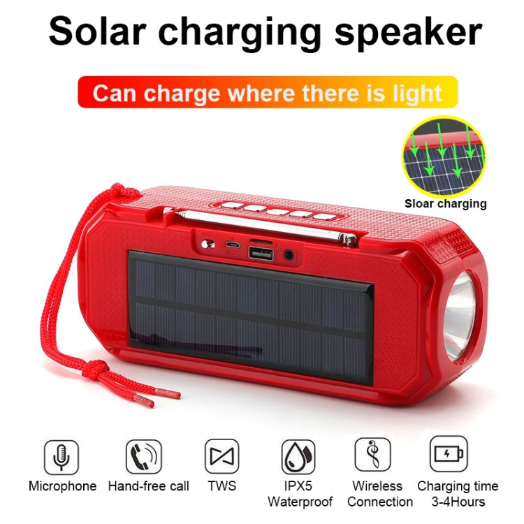 T&G TG280 Solar Power Charging Bluetooth Speakers with Flashlight, Support TF Card / FM / 3.5mm AUX / U Disk / Hands-free Call(Gray) - Desktop Speaker by T&G | Online Shopping South Africa | PMC Jewellery | Buy Now Pay Later Mobicred