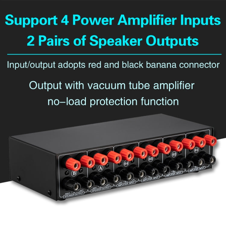 B042 4-in 2-out Power Amplifier Sound Switcher Loudspeaker Switch Distributor, 300W Per Channel Lossless Sound Quality -  by PMC Jewellery | Online Shopping South Africa | PMC Jewellery | Buy Now Pay Later Mobicred