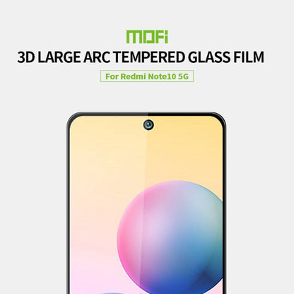 For Xiaomi Redmi Note 10 5G MOFI 9H 3D Explosion-proof Curved Screen Tempered Glass Film(Black) -  by MOFI | Online Shopping South Africa | PMC Jewellery