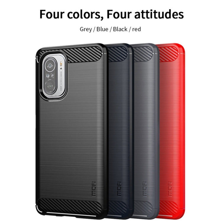 For Xiaomi Redmi K40 / K40 Pro / K40 Pro+ / Poco F3 MOFI Gentleness Series Brushed Texture Carbon Fiber Soft TPU Case(Red) - Xiaomi Cases by MOFI | Online Shopping South Africa | PMC Jewellery