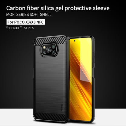 For Xiaomi POCO X3 / X3 NFC MOFI Gentleness Series Brushed Texture Carbon Fiber Soft TPU Case(Grey) - Xiaomi Cases by MOFI | Online Shopping South Africa | PMC Jewellery