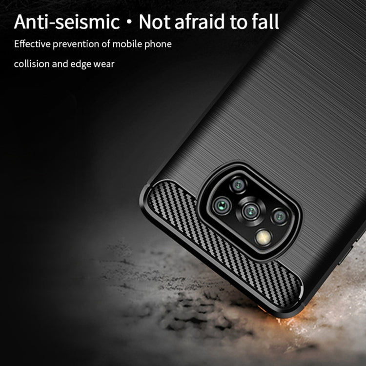 For Xiaomi POCO X3 / X3 NFC MOFI Gentleness Series Brushed Texture Carbon Fiber Soft TPU Case(Grey) - Xiaomi Cases by MOFI | Online Shopping South Africa | PMC Jewellery