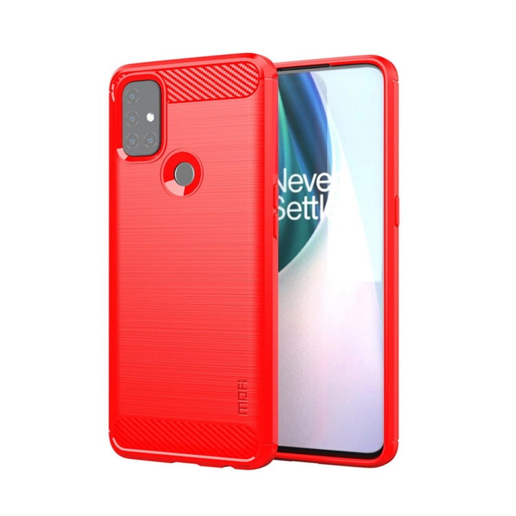 For OnePlus Nord N10 5G MOFI Gentleness Series Brushed Texture Carbon Fiber Soft TPU Case(Red) - OnePlus Cases by MOFI | Online Shopping South Africa | PMC Jewellery