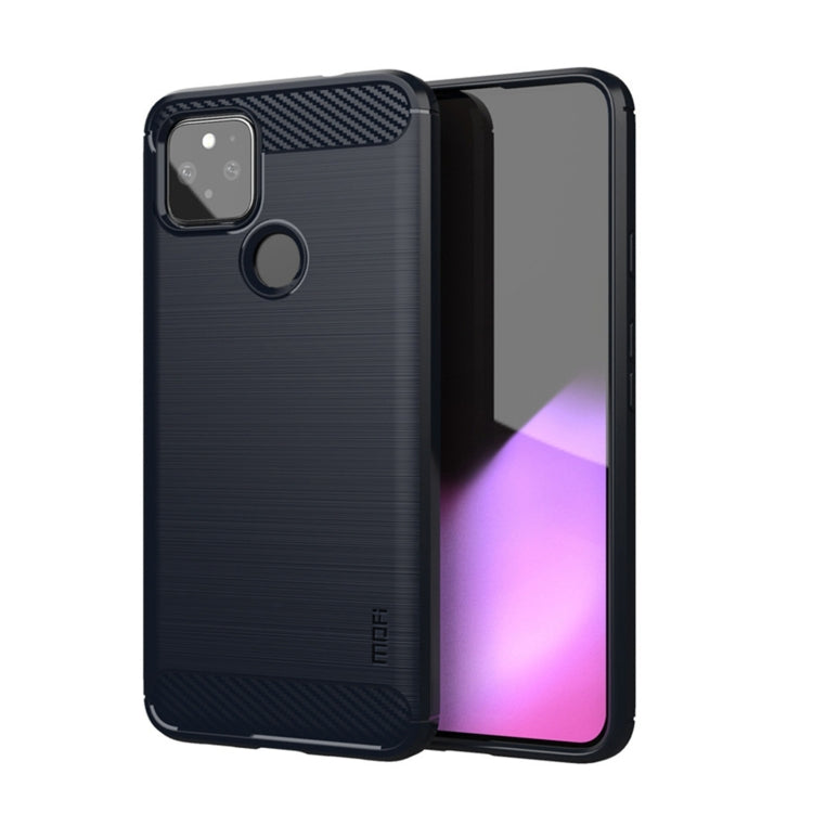 For Google Pixel 5a 5G MOFI Gentleness Series Brushed Texture Carbon Fiber Soft TPU Case(Blue) - Google Cases by MOFI | Online Shopping South Africa | PMC Jewellery | Buy Now Pay Later Mobicred