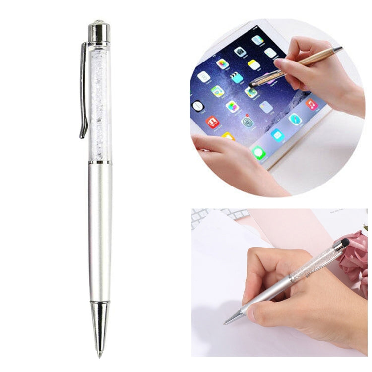 AT-22  2 in 1 Universal Flash Diamond Decoration Capacitance Pen Stylus Ballpoint Pen(Silver) - Stylus Pen by PMC Jewellery | Online Shopping South Africa | PMC Jewellery | Buy Now Pay Later Mobicred