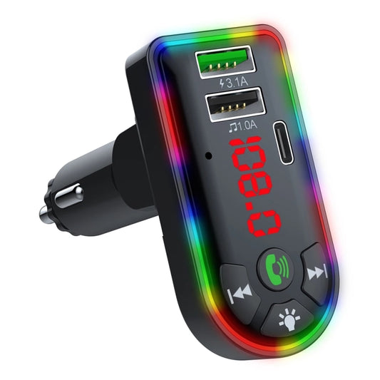 F7 Car MP3 Player 12V Colorful Breathing Light QC3.1 Wireless Dual Port Fast Charging PD - Bluetooth Car Kits by PMC Jewellery | Online Shopping South Africa | PMC Jewellery | Buy Now Pay Later Mobicred