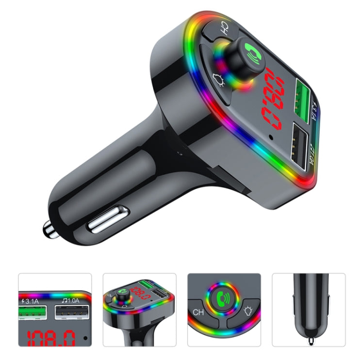 F6 Car FM Transmitter Colorful Breathing Atmosphere Lamp  MP3 Player Charger - Bluetooth Car Kits by PMC Jewellery | Online Shopping South Africa | PMC Jewellery | Buy Now Pay Later Mobicred