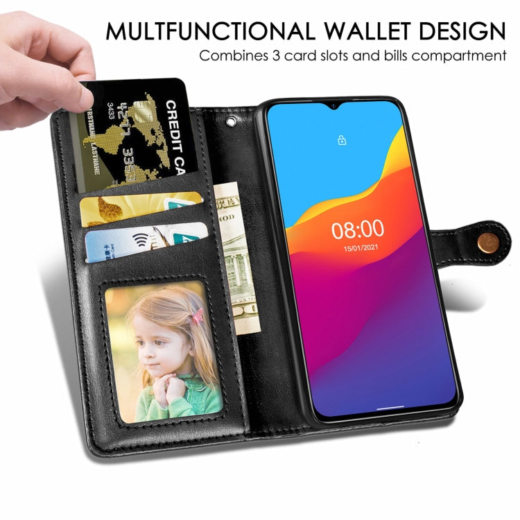 For Blackview A70 Solid Color Leather Buckle Phone Case with Lanyard & Photo Frame & Card Slot & Wallet & Stand Function(Black) - More Brand by PMC Jewellery | Online Shopping South Africa | PMC Jewellery | Buy Now Pay Later Mobicred