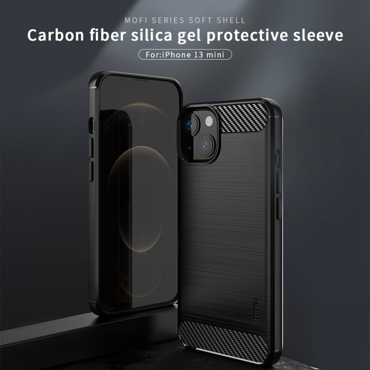 For iPhone 13 mini MOFI Gentleness Series Brushed Texture Carbon Fiber Soft TPU Case  (Black) - iPhone 13 mini Cases by MOFI | Online Shopping South Africa | PMC TechLife | Buy Now Pay Later Mobicred