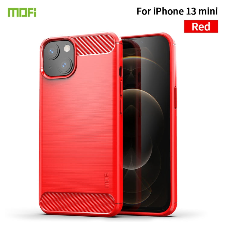 For iPhone 13 mini MOFI Gentleness Series Brushed Texture Carbon Fiber Soft TPU Case  (Red) - iPhone 13 mini Cases by MOFI | Online Shopping South Africa | PMC TechLife | Buy Now Pay Later Mobicred