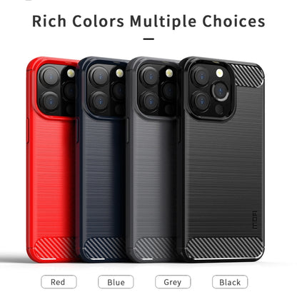 For iPhone 13 Pro MOFI Gentleness Series Brushed Texture Carbon Fiber Soft TPU Case  (Red) - iPhone 13 Pro Cases by MOFI | Online Shopping South Africa | PMC Jewellery