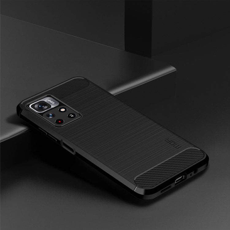 For Xiaomi Redmi Note11 / Poco M4 Pro 5G MOFI Gentleness Series Brushed Texture Carbon Fiber Soft TPU Phone Case(Black) - Xiaomi Cases by MOFI | Online Shopping South Africa | PMC Jewellery