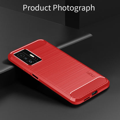 For Xiaomi Mi 11T / 11T Pro MOFI Gentleness Series Brushed Texture Carbon Fiber Soft TPU Phone Case(Red) - Xiaomi Cases by MOFI | Online Shopping South Africa | PMC Jewellery