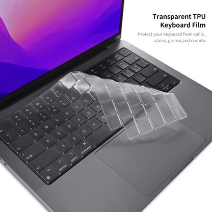 ENKAY Hat-Prince 3 in 1 Crystal Laptop Protective Case + TPU Keyboard Film + Anti-dust Plugs Set for MacBook Pro 16.2 inch A2485 2021/A2880 2023, Version:US Version(Purple) - MacBook Pro Cases by ENKAY | Online Shopping South Africa | PMC Jewellery | Buy Now Pay Later Mobicred