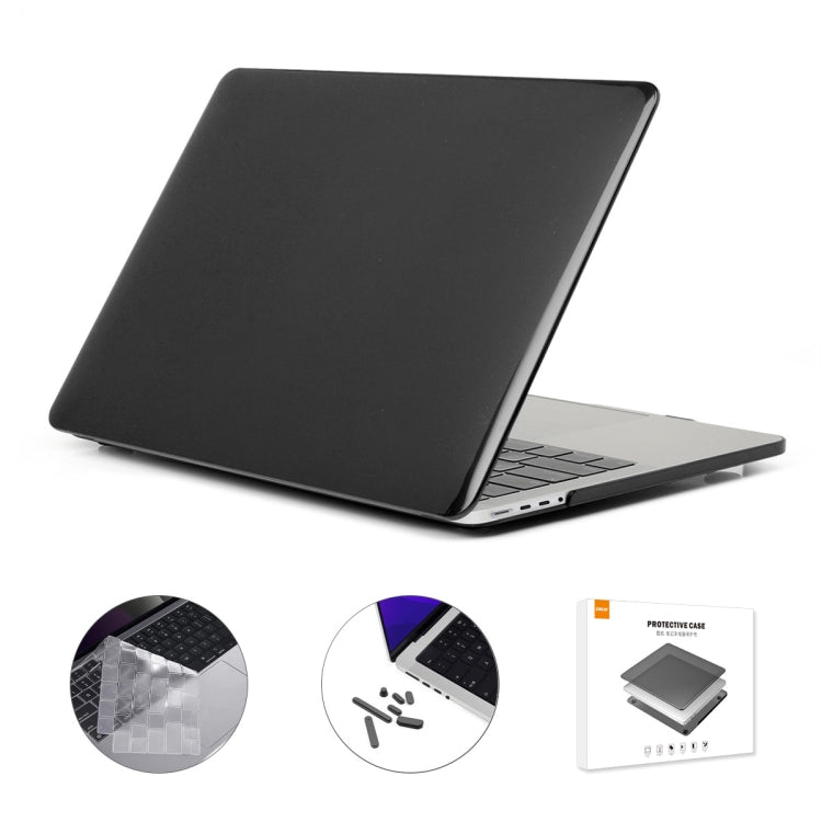 ENKAY Hat-Prince 3 in 1 Crystal Laptop Protective Case + TPU Keyboard Film + Anti-dust Plugs Set for MacBook Pro 14.2 inch A2442 2021, Version:EU Version(Black) - MacBook Pro Cases by ENKAY | Online Shopping South Africa | PMC Jewellery | Buy Now Pay Later Mobicred