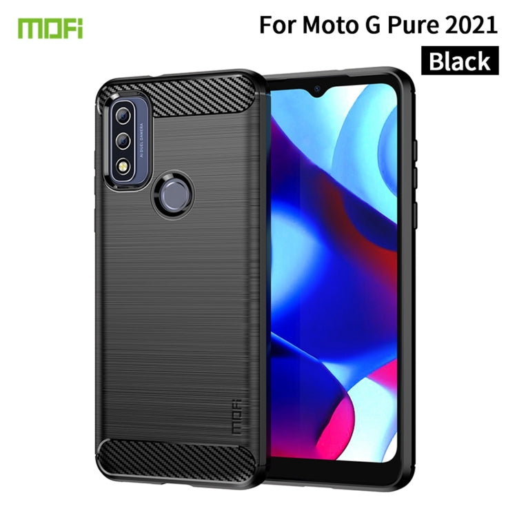 For Motorola Moto G Pure 2021 MOFI Gentleness Series Brushed Texture Carbon Fiber Soft TPU Case(Black) - Motorola Cases by MOFI | Online Shopping South Africa | PMC Jewellery | Buy Now Pay Later Mobicred