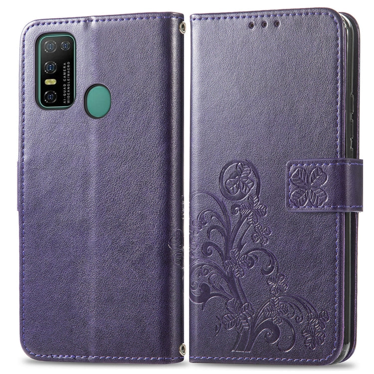 For Doogee N30 Four-leaf Clasp Embossed Buckle Mobile Phone Protection Leather Case(Purple) - More Brand by PMC Jewellery | Online Shopping South Africa | PMC Jewellery | Buy Now Pay Later Mobicred