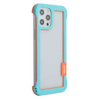 For iPhone 12 Pro Max ENKAY Frameless Hollow Shockproof PC Case(Blue) - iPhone 12 Pro Max Cases by ENKAY | Online Shopping South Africa | PMC Jewellery | Buy Now Pay Later Mobicred