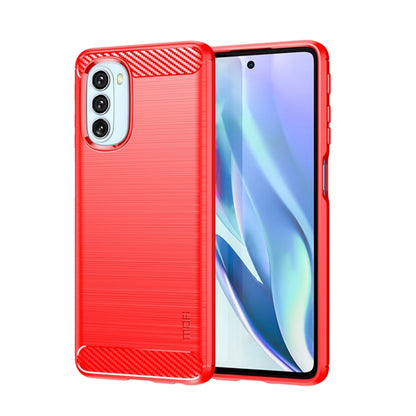 For Motorola Moto G51  5G MOFI Gentleness Brushed Carbon Fiber Soft TPU Case(Red) - Motorola Cases by MOFI | Online Shopping South Africa | PMC Jewellery | Buy Now Pay Later Mobicred