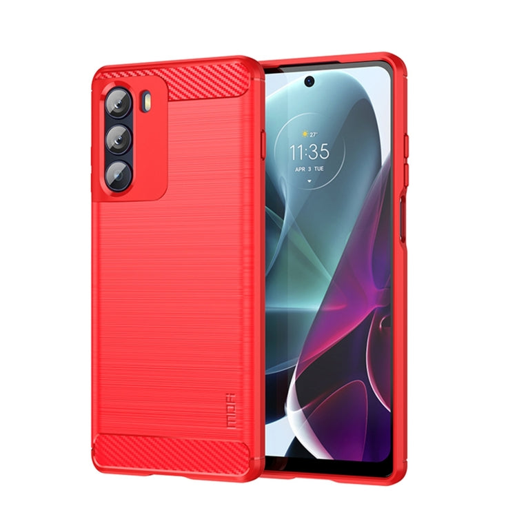 For Motorola Moto G200 5G / Edge S30 MOFI Gentleness Brushed Carbon Fiber Soft TPU Case(Red) - Motorola Cases by MOFI | Online Shopping South Africa | PMC Jewellery | Buy Now Pay Later Mobicred