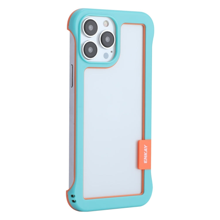 For iPhone 13 Pro ENKAY Frameless Hollow PC Case + Glass Film (Blue) - free shipping - PMC Jewellery - Order now!