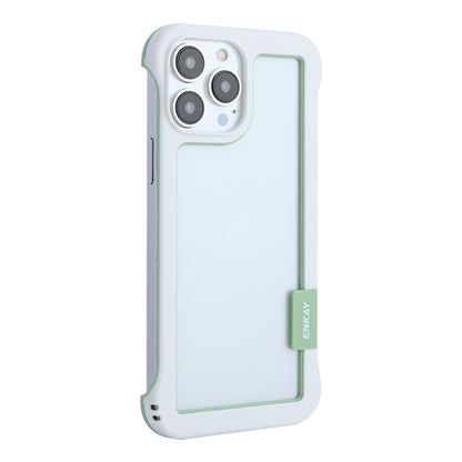 For iPhone 13 Pro ENKAY Frameless Hollow PC Case + Glass Film (White) - iPhone 13 Pro Cases by ENKAY | Online Shopping South Africa | PMC Jewellery | Buy Now Pay Later Mobicred