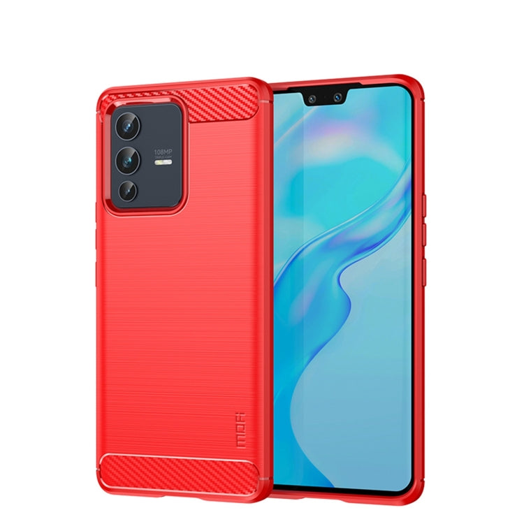 For vivo V23 5G/S12 MOFI Gentleness Series Brushed Texture Carbon Fiber Soft TPU Phone Case(Red) - vivo Cases by MOFI | Online Shopping South Africa | PMC Jewellery