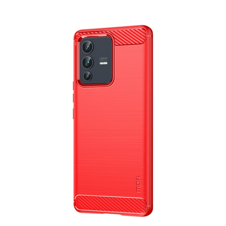 For vivo V23 5G/S12 MOFI Gentleness Series Brushed Texture Carbon Fiber Soft TPU Phone Case(Red) - vivo Cases by MOFI | Online Shopping South Africa | PMC Jewellery