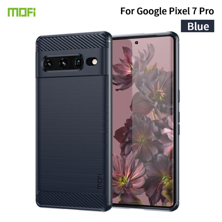 For Google pixel 7 Pro 5G MOFI Gentleness Series Brushed Texture Carbon Fiber TPU Phone Case(Blue) - Google Cases by MOFI | Online Shopping South Africa | PMC Jewellery