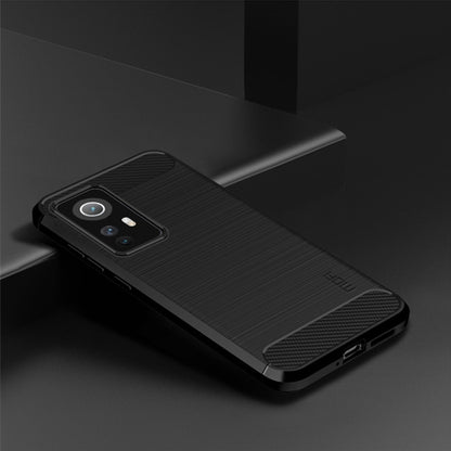 For Xiaomi 12 / 12X MOFI Gentleness Brushed Carbon Fiber Soft TPU Case(Black) - Xiaomi Cases by MOFI | Online Shopping South Africa | PMC Jewellery | Buy Now Pay Later Mobicred