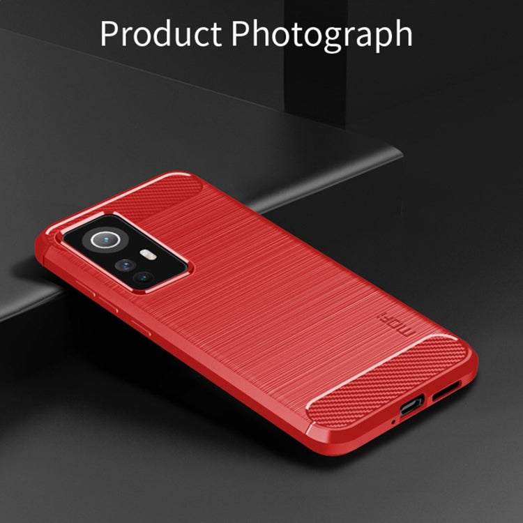 For Xiaomi 12 / 12X MOFI Gentleness Brushed Carbon Fiber Soft TPU Case(Red) - Xiaomi Cases by MOFI | Online Shopping South Africa | PMC Jewellery | Buy Now Pay Later Mobicred