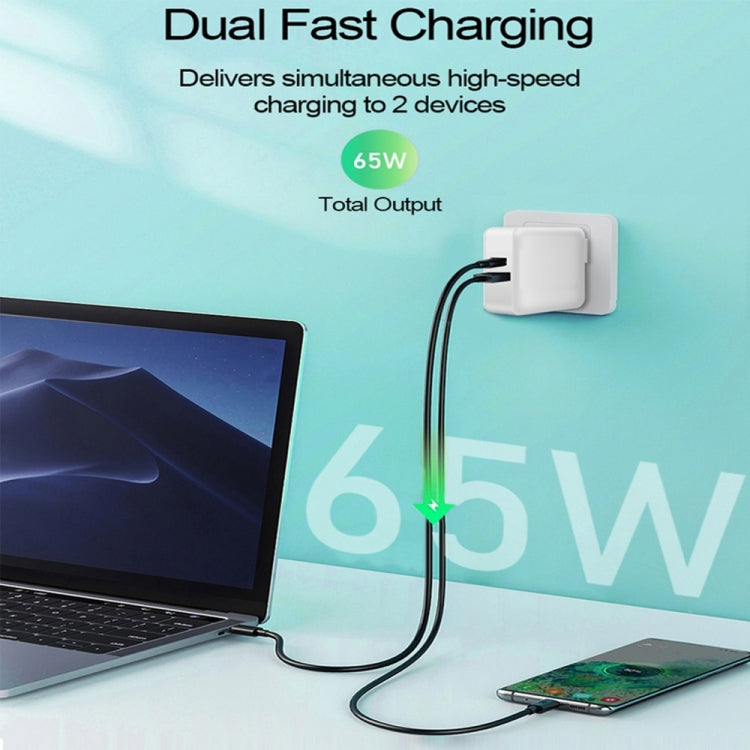 PD-65W USB-C / Type-C + QC3. 0 USB Laptop Charging Adapter + 1.8m USB-C / Type-C to MagSafe 1 / L Head Data Cable, US Plug(White) - Cable & Adapter by PMC Jewellery | Online Shopping South Africa | PMC Jewellery | Buy Now Pay Later Mobicred